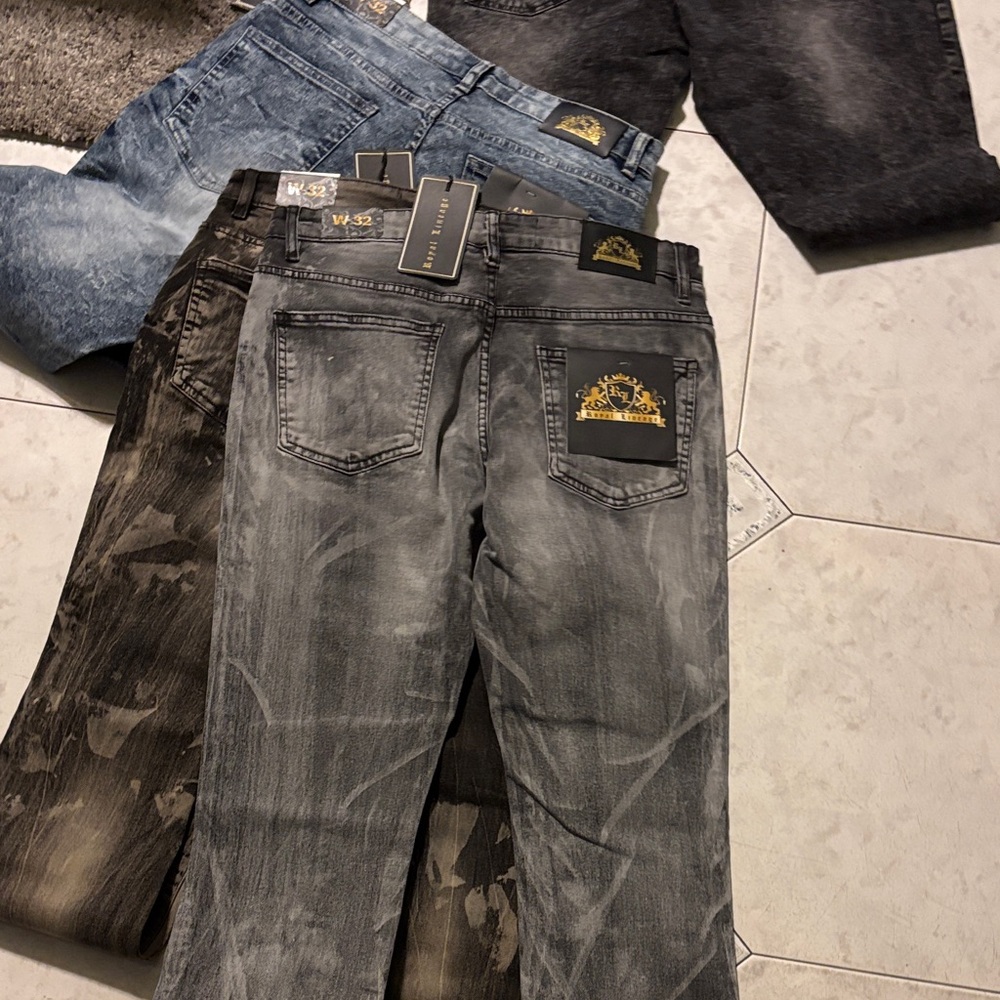 Men's Slim Fit Distressed Jeans - Black, Gray, Blue - Picture 6 of 9
